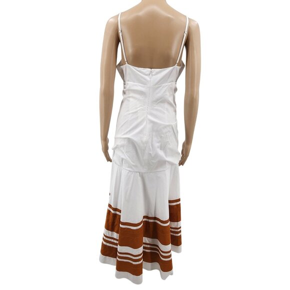 Veronica Beard Sleeveless Midi Dress White/Golden Sand Women's Size 6 - Picture 3 of 13
